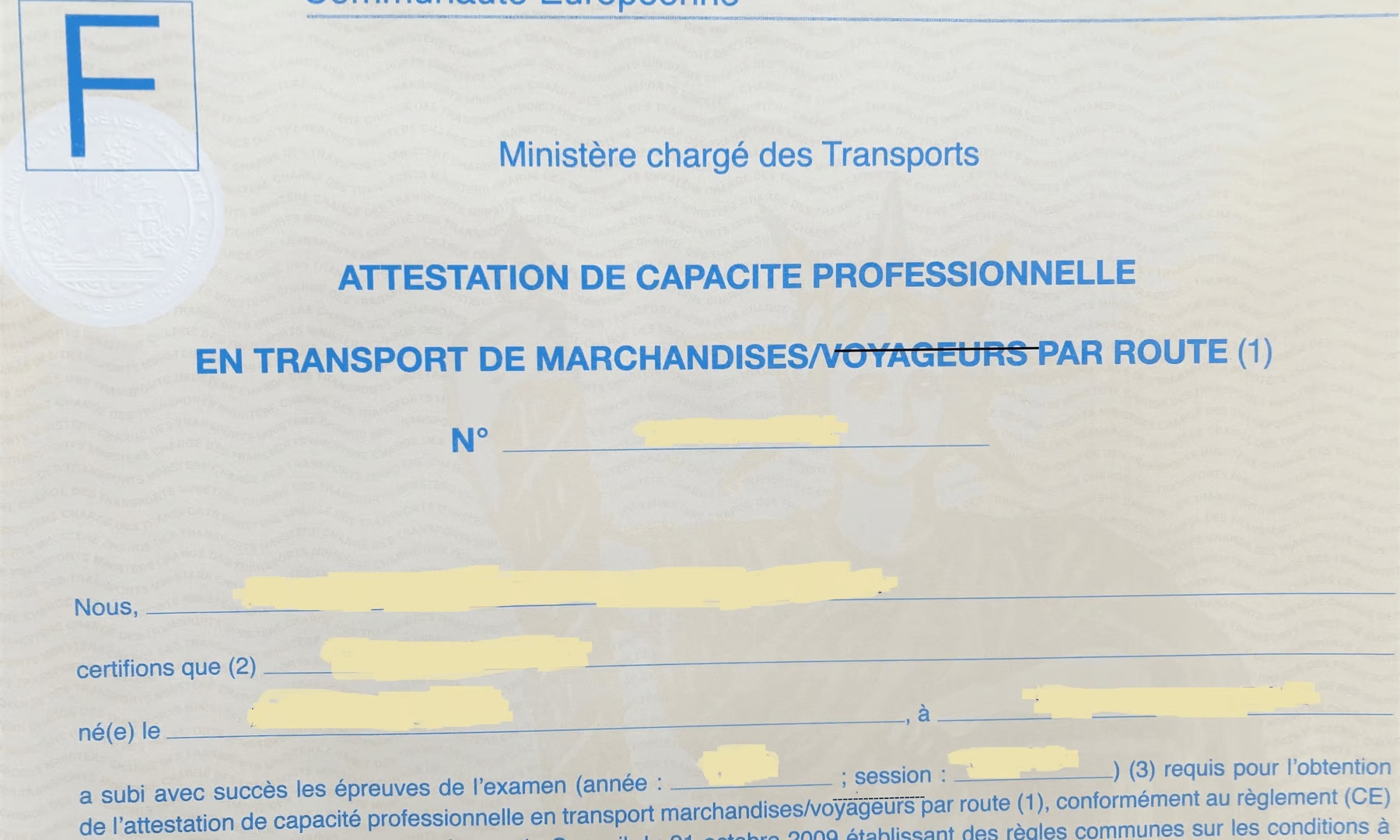 Prix de l'examen de capacité de transport - à partir de 30€